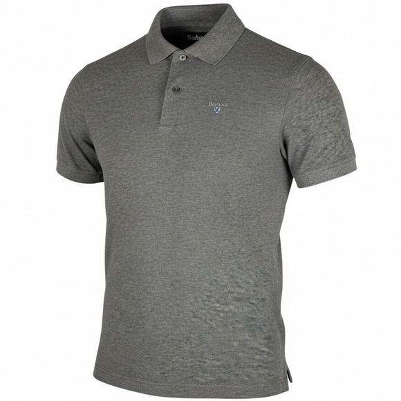 Barbour Men's Grey Marl Short Sleeve Polo Shirt Size M - Picture 2 of 11
